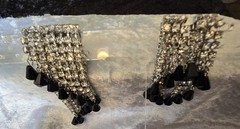 Gorgeous Vintage Black And Clear Double Row Rhinestone Brooch And Matching…