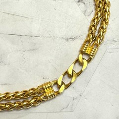 Vintage Givenchy Gold Tone Necklace Multi Strand Curb & Foxtail Chain Signed
