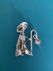 Set of 3 Vintage Brooches of Enamel, Faux Mother of Pearl and Rhinestones