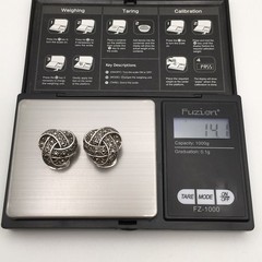 Vintage Sterling Silver Marcasite Knot Clip On Earrings Marked 925 14g #22