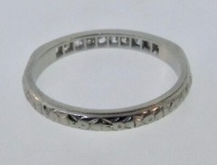 Antique Art Deco 1930’s 18k Heavily Engraved Diamond Wedding Band