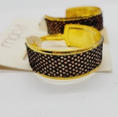 Women’s Hoop Earrings Brown Sequin & Gold tone 1.25 in Chunky