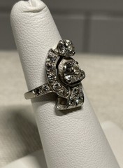 Platimum Art Deco Diamond Cocktail Ring with GIA Gemologist Appraisal Sz 6