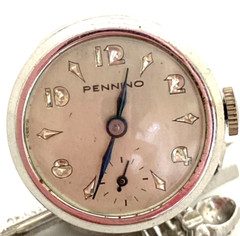 1930s PENNINO Sterling & Rhinestone Art Deco Lapel Brooch & Fob Watch