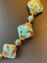 VTG Made In Italy Venetian Glass Turquoise Blue Aventurine 3-Piece Jewelry Set –