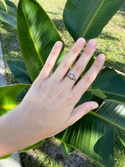 1930s Art Deco 10K Gold Diamond Engagement Ring Two Tone Illusion Sz 7.25