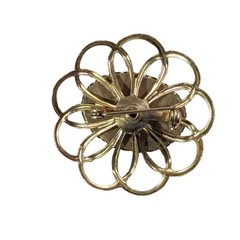 Gold Tone Pearl White Flower Brooch Pin Pendant Rhinestones Vintage 1960s Gift
