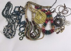 Vintage Lot Tribal Boho Jewelry wood beads metal mod boho statement 1 lb