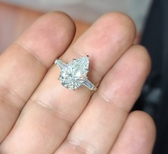 14k White Gold Engagement Ring 4.01ct Lab Grown Diamond Pear Shape IGI Cert