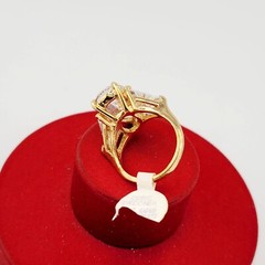 Vtg Sz 7 Ring ESPO Lg Pear Triangle Cubic Zirconia 14KTGE Jewelry Esposito Glam
