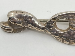 Vintage Peruzzi Boston Sterling Dolphin Bar Pin Brooch 3 1/8″ Long