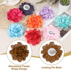 4.7″ Silk Satin Flower Brooch Pin Large Peony Floral Lapel Pin Brown