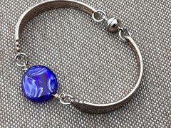 Vintage Silver Plate Spoon Bracelet Antique Magnetic Clasp & Lobster Claw Chain