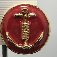 Vintage Fashion Jewlery Red Enamel & Gold Anchor Clip Earring