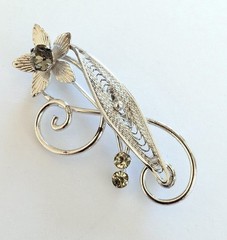 Beautiful Vintage Signed Van Dell Sterling Silver Filigree Flower Pin Brooch