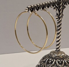 Vintage IBB Sterling Silver 45mm Hoop Earrings Gold Tone 925