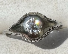 ESTATE ANTIQUE ART DECO OLD CUT DIAMOND RING 18K WHITE GOLD