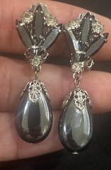 Juliana Hematite Vintage Rhinestone Drop Earrings