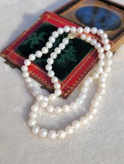 Vintage 14k Yellow Gold White Pearl Beaded Necklace 18″ – 16.1g