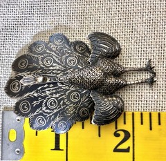 Vintage Vilai Sterling Silver Niello Peacock Brooch Pin Made In Siam 2.5”