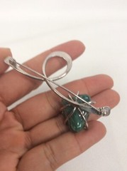 Vtg Artisan Studio Modernist Sterling Silver 925 Green Stone Pin Brooch