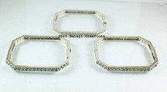 Natural Rosecut Diamond Emerald 925 Sterling Silver Bangle Jewelry