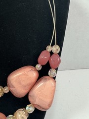 Vintage JC Penny NWT MIXIT Goldtone Pink Multi Necklace Pierced Earrings Set New