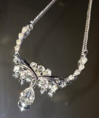 Vintage Anthony Statement Collar Necklace Clear Rhinestones Silver Tone