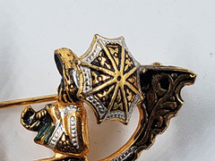 Vintage Damascene Gondolier Oarsman & Woman, Spain, 2″ X 1.25″