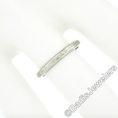 Antique Art Deco Belais 18k White Gold Engraved Work Eternity Stack Band Ring
