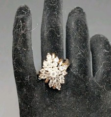 Vintage EDCO Gold Tone Plated Silver CZ Filled Dinner Ring Size 8