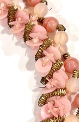VTG W GERMANY Miriam Haskell Style Pink GLASS Petal ART GLASS Choker NECKLACE