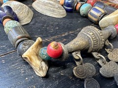 Handmade Nepal Tribal Necklace: Vintage Beads, Amulet Pendant