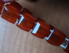 Antique Bracelet Natural Baltic Amber Cognac Chunky Carved Beads