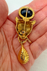 Vtg Jaguar Leopard Pin Brooch Graziano Dangling Rhinestone Enamel Big Cat