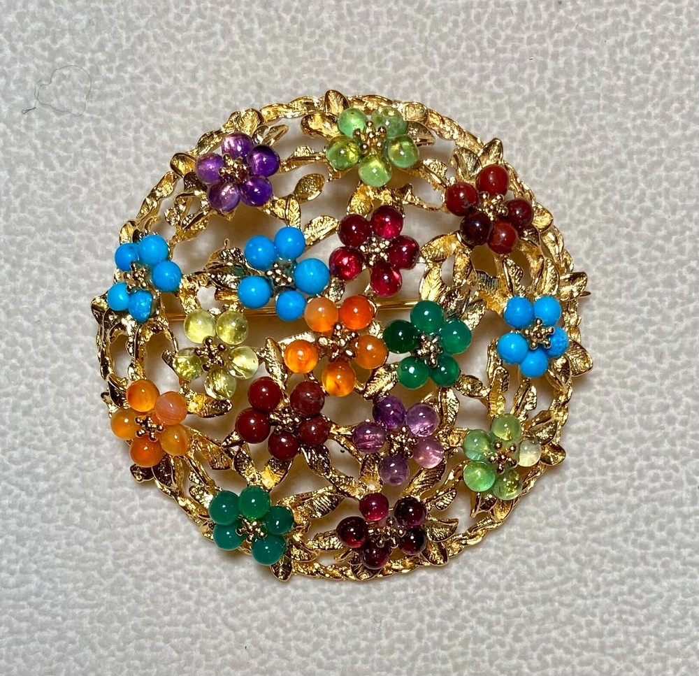 AUTHENTIC SWOBODA CLUSTER FLOWER BROOCH ~ MULTI-STONE ~ STUNNING!