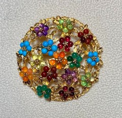 AUTHENTIC SWOBODA CLUSTER FLOWER BROOCH ~ MULTI-STONE ~ STUNNING!