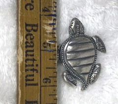 Vintage Silver Tone Turtle Pewter Estate Brooch