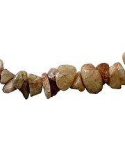 Vintage 1970 Peach Sunstone Gemstone Chip Choker Necklace Natural Stone Organic