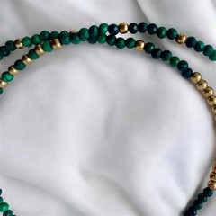 2mm Genuine Malachite Gemstone/ Gold Filled Necklace 16 Inch