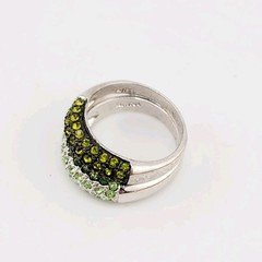 Vtg Ring Set 2pc Sz 10 Green Cubic Zirconia Stackable 18KGE Fashion Jewelry S#G1