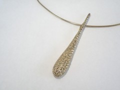 Dallas Prince Gold on Sterling Silver Modernist Marcasite Pendant Necklace