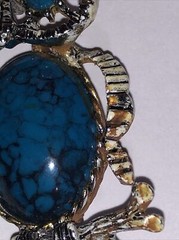Vtg Gerry’s Signed Owl Brooch Pin Pendant Blue Faux Turquoise Belly Eyes Silver