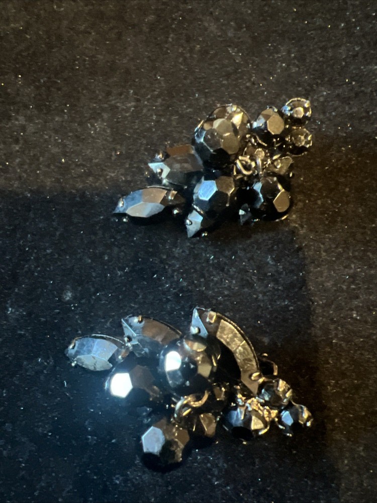 Juliana Book Piece. Black Navette, Chaton & Faceted Crystal Cha Cha Earrings