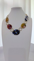 Vintage Retro Necklaces Set Of Multi Color Shell Beads Lucite Resin Acrylic LT43