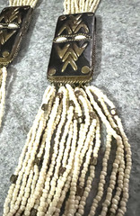Vintage Necklace Multi Strand cream Seed Bead brass Round Beads 26″ long