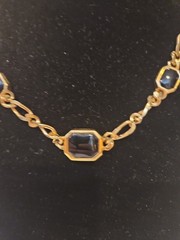 Vintage Christian Dior Classic Logo Black Rhinestone Gold Chain Necklace 18 In