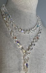 ART DECO Crystal Necklace Lot 2 Hand Strung Brilliant Heirloom Romantic Sparkle
