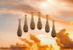 #0506 ANTIQUED GOLD TEARDROP PENDANT/ER W/TOP HANG RING – 6 Pcs