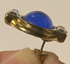 YSL Yves Saint Laurent Blue Glass Cabochon Gold-tone Pierced Earrings
